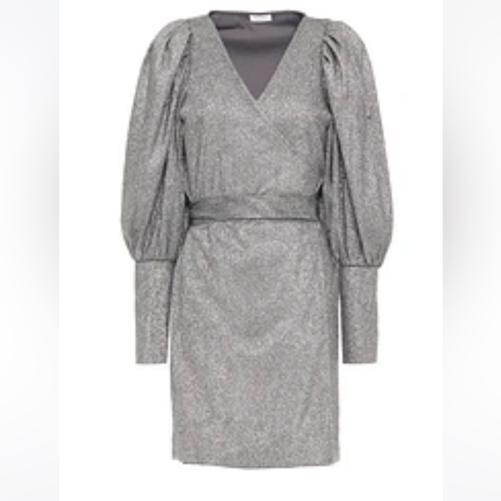 Rhode Frankie Gathered Lame Mini Wrap Dress
